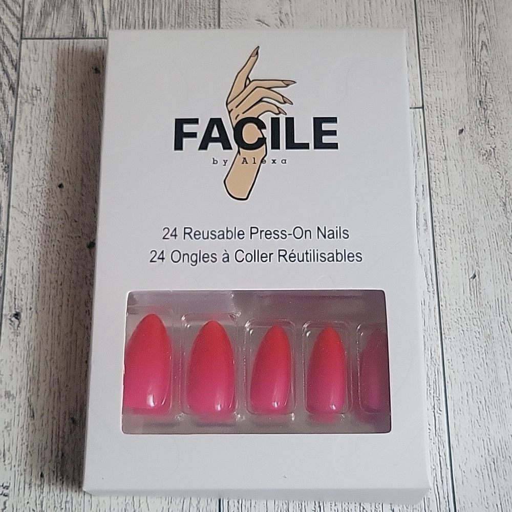 Facile By Alexa Pink/ Red Reusable Press-On Nails